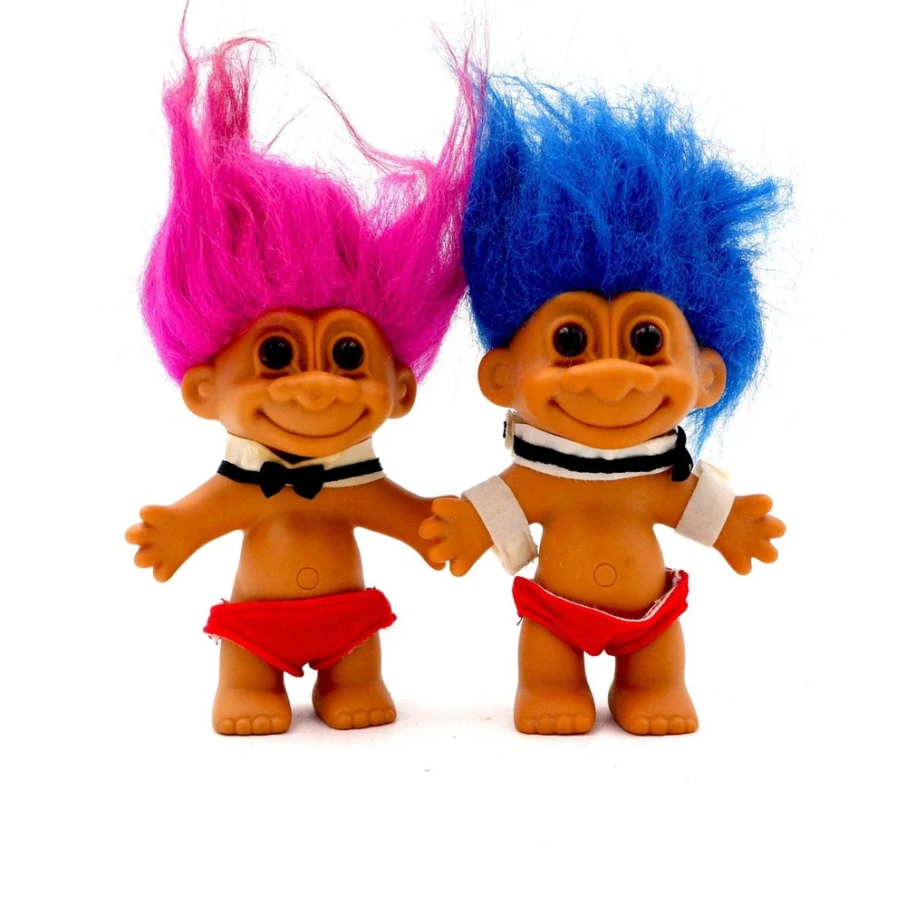 Vintage Russ Chippendale Troll Pair – 1990s Dancer Troll Dolls‎ Set Bowtie